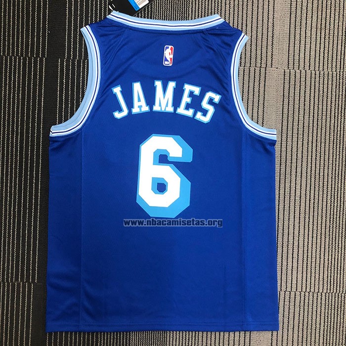 Camiseta Los Angeles Lakers LeBron James NO 6 Hardwood Classic 2021-22 Azul